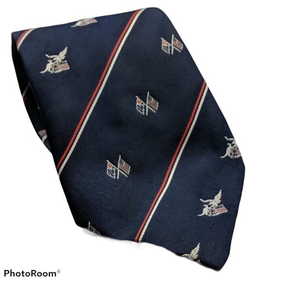 Tee Dee American Flag Eagle Patriotic Striped Blue - Picture 1 of 5